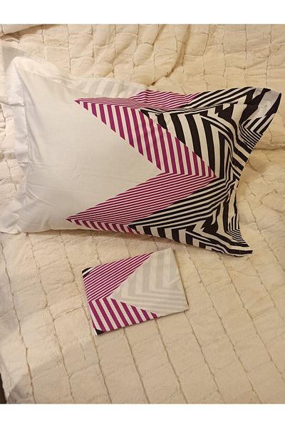 ŞENER HOME 100% Cotton Poplin Flounced 2-Piece Hobby Pillow Case 50X70 cm - Trend Black