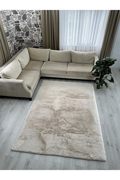 Freya Home Modern Tavşan Tüyü Yumuşacık Tüy Dökmez Peluş Halı Taş