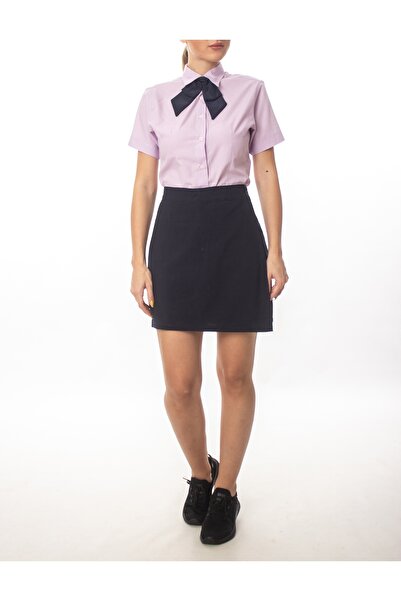 İstanbul Üniforma Kısa Kollu Düz Renk Kadın Gömlek