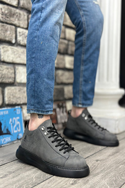 Rainon Store Smoked Leather High Sole Lace-Up Men's Sports Shoes