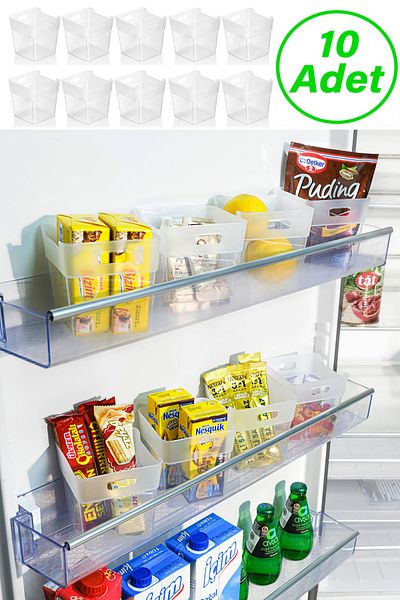 Ecolux 10 Pieces Refrigerator Organizer with Door - Bathroom and Interior Organizer