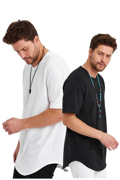 BABBOSS Dirty Collar Deep Oval Relaxed Cut T-Shirt, Pack of 2