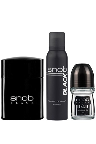 Snob Erkek Black 3 lü Set 100 ml Edt Parfüm + 150 ml Deodorant + 50 ml Deo Ro...