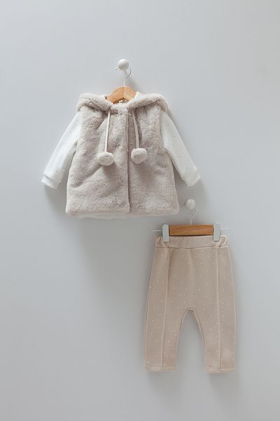 Caramell Beige Furry 3 Piece Set