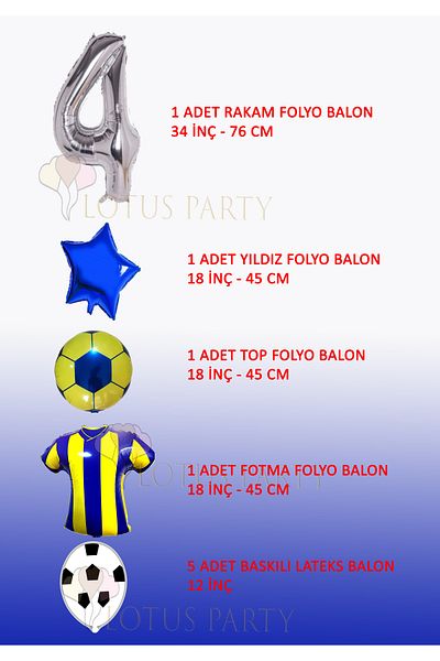LOTUS PARTY Yellow Navy Blue Football Themed Birthday Set - Yellow Navy Blue Jersey Foil Balloon - 4 Years Old Foil Balloon