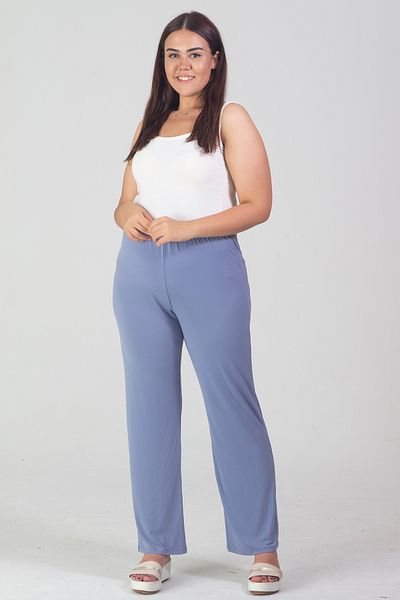 Şans Pantaloni de damă cu talie elastică cu croială relaxată, albastru, mărime mare 65N37668