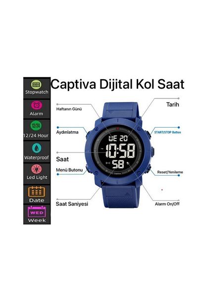 captiva 30 m Water Resistant Digital Alarm-Stopwatch-LED Light Sports Case Children's Wristwatch CPT.X083
