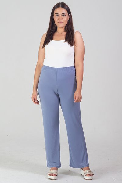 Şans Pantaloni de damă cu talie elastică cu croială relaxată, albastru, mărime mare 65N37668