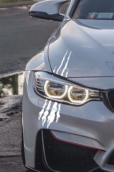 STİCKERCI BEY 30*11 Cm Beyaz Araç Far Pençe Izi Sticker Modifiye Kaplama Etiketi