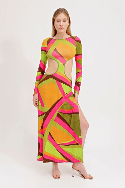 ZEKİ DRESS WITH DECOLTED BACK