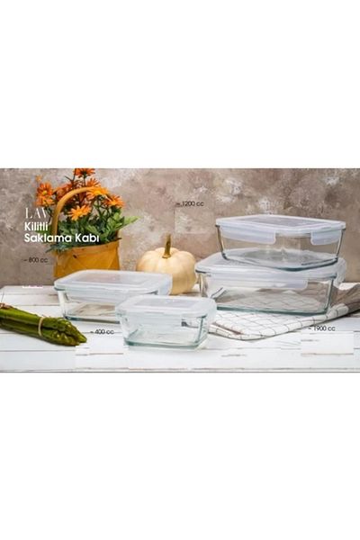 Lava Lava Glass Lockable Storage Container 800cc-New Series Rectangular Glass Storage Container