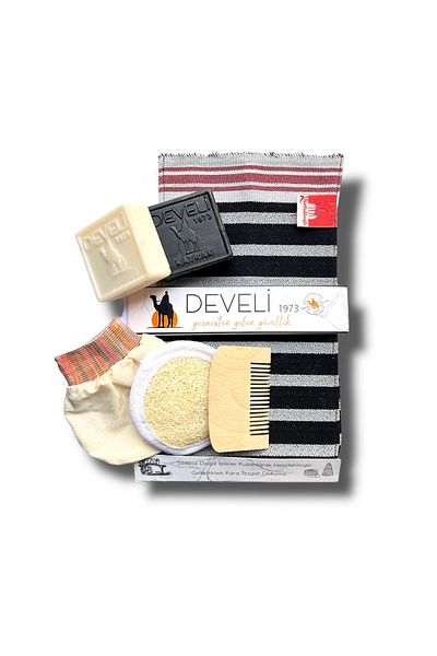 Develi 1973 Model Zebra Patterned Develikese Bath Bath Bladder Set - 6 Pieces