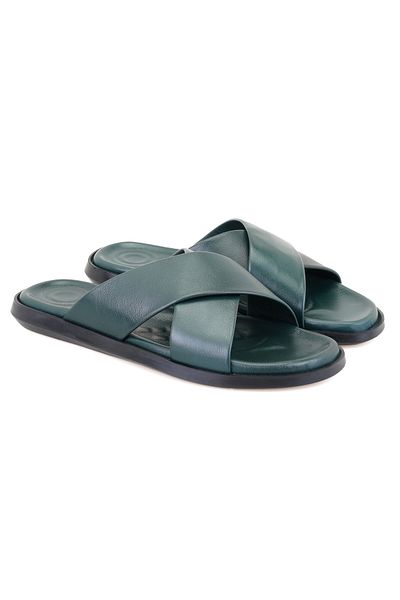 Desa Emely Green Men's Leather Slippers