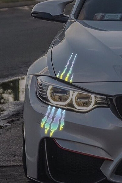 STİCKERCI BEY 30*11 Cm Hologram Araç Far Pençe Izi Sticker Modifiye Kaplama E...