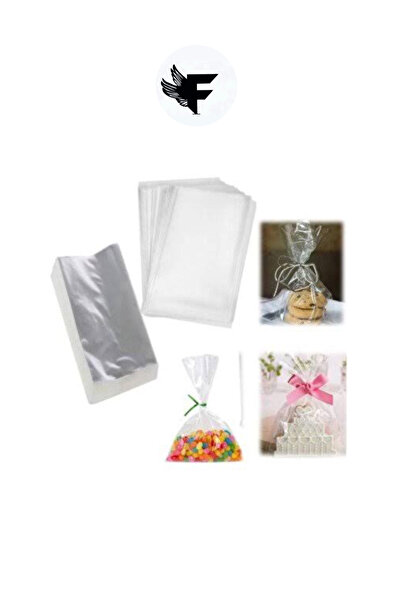 FİGANLAR Düz (Bantsız) Şeffaf Jelatin Parlak Opp Kurabiye Aksesuar Poşeti Ambalaj 100 Adet 12x20