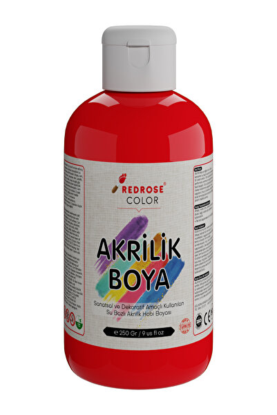 REDROSE COLOR Kırmızı Akrilik Boya 250gr Sanatsal, Dekoratif, Hobi Amaçlı, Ca...