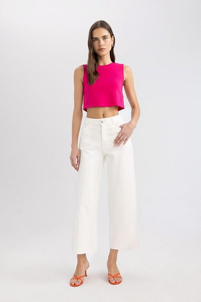 DeFacto Culotte-Hose aus Gabardine mit hoher Taille und weitem Bein C7535AX24SM