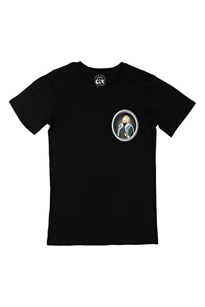 Cix Black T-Shirt with Fatih Sultan Mehmet Pocket Logo Design