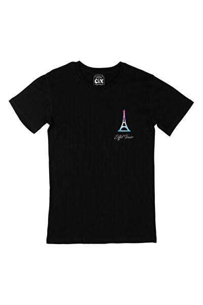 Cix Eiffel Tower Logo Design Black T-Shirt