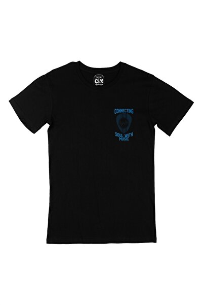 Cix Black T-Shirt with Connecting Soul With Music Pocket Logo Design
