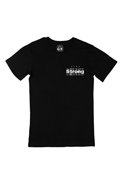 Cix Stay Strong Pocket Logo Designed Black T-Shirt