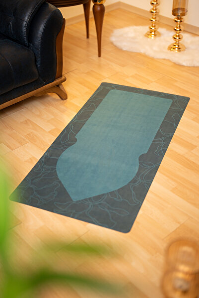 Sabeel Diz Korumaya Yardımcı Kolay Katlanan Seccade Namazlık 1mm Turkuaz Kauç...