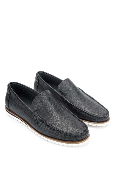 Tamer Tanca Genuine Leather Black Men's Loafer Shoes