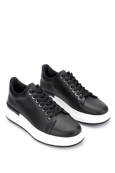 Tamer Tanca Genuine Leather Men's Black Sneakers - Sports Shoes
