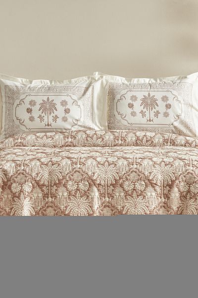 Karaca Home طقم غطاء سرير مزدوج من Palm Blush