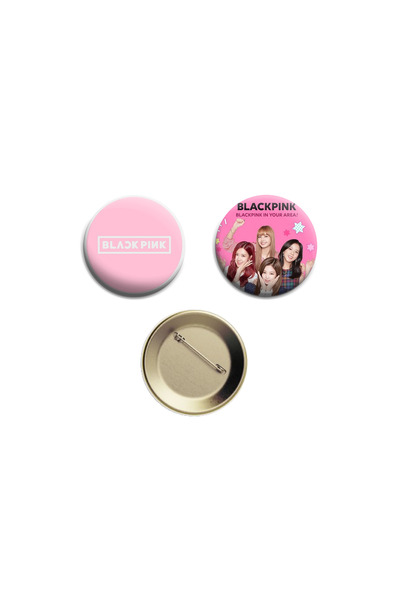 Black Pink 2 adet Rozet  - 44mm - İğneli buton rozet