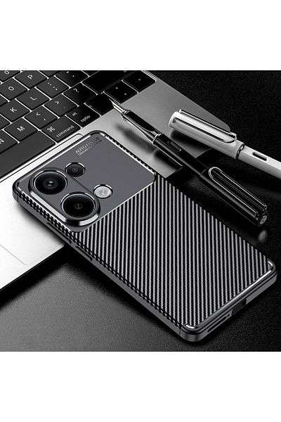 Fibaks جراب Redmi Note 13 4G بنمط كربوني لحماية الكاميرا وغطاء سيليكون مقاوم للألوان