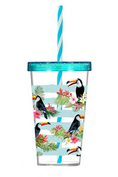 krommet زجاج منقوش مع قش 660 سم مكعب - تروبيك