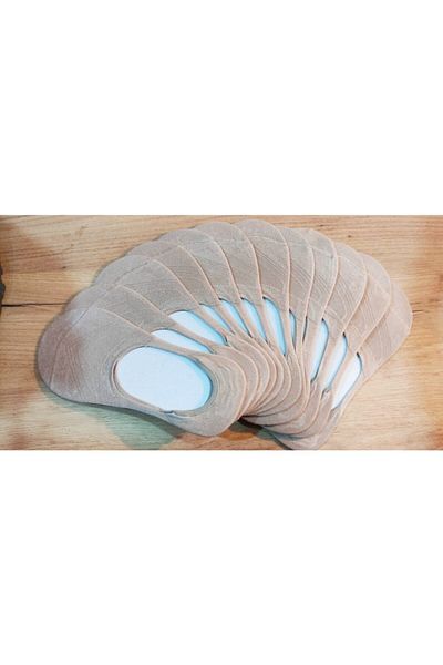 erceys Women's Beige Bamboo Silicone Ballerina Invisible Socks 12 Pack