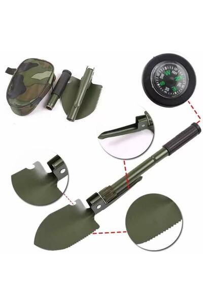 Orgaz Portatif Çantalı Pusulalı Katlanabilir Kazma Kürek Kamp Seti