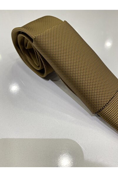 SAĞDIÇ Erkek Hardal Rengi Armürlü Kravat Mendilli