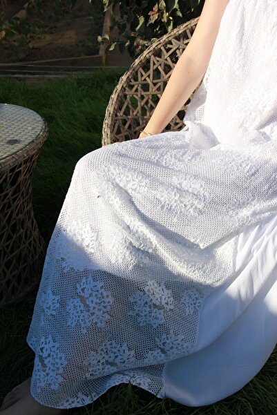 Bohemian Women's White Lace Long Dress