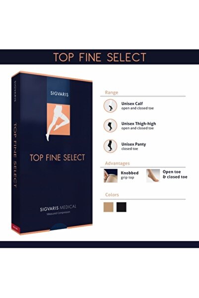 Sigvaris Varis Çorabı Tf Select Diz Üstü Orta Basınç Siyah Ucu Kapalı Large Short