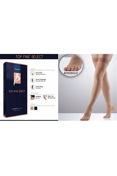 Sigvaris Compression Stocking Tf Select over Knee Medium Pressure Skin Color Open Tip Medium Long