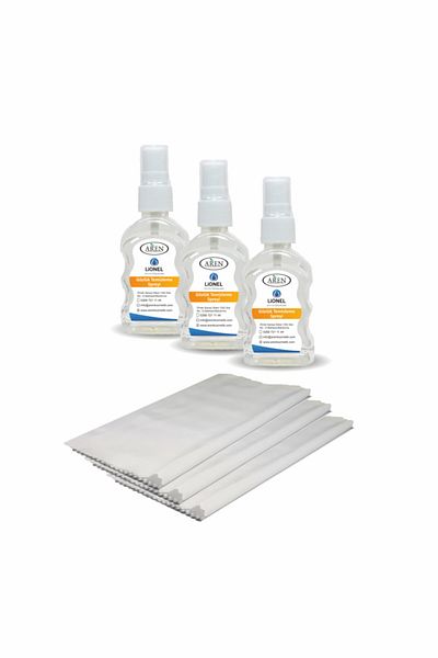 Lionel 3 Glasses Cleaning Solutions and 3 Microfiber Glasses Cleaning Cloths