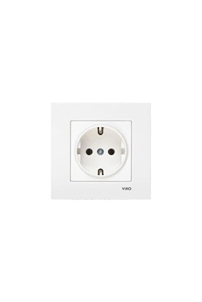 VİKO White Square Grounded Socket Karre Grounded Socket - White