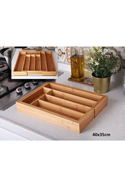 Laviss Suport pentru tacamuri din bambus cu setare reglabila in sertar 40x35 Cm