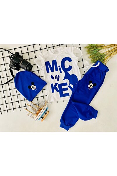 YARENKİDS Set de trening din 3 piese cu imprimeu Mickey Mause albastru pentru...