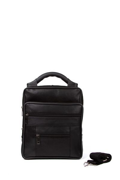Newish Men's Genuine Leather Daily Shoulder and Hand Bag (22X27 cm) - Black