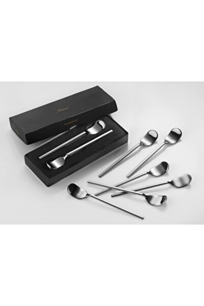 İslamoğlu طقم ملاعق شاي تيامو مكون من 6 ملاعق شاي ستانلس ستيل سادة
