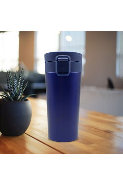 SEDEF SİLVER Single Hand Bass Inner Stainless Steel Thermos 380 ml Push Leak Proof Double Layer Travel Mug Thermos 522