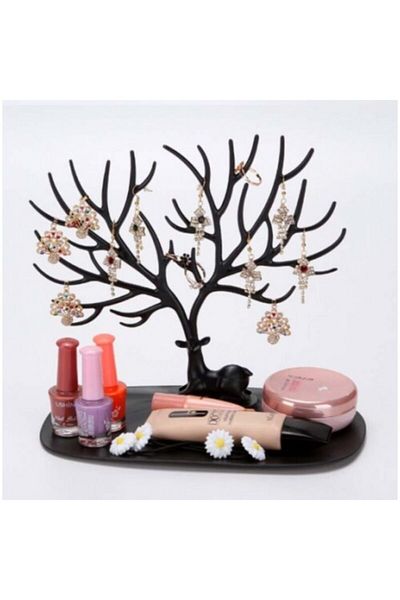 Neler Geldi Neler Black Deer Design Ring Earring and Necklace Stand - Jewelry Organizer Hanger