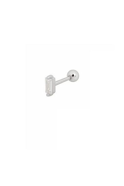 Erer Gümüş Silver Rhinestone Single Earring Women's Piercing - Tragus and Cartilage