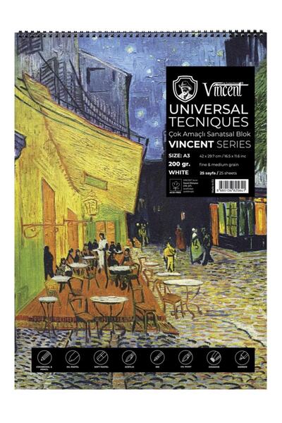 Vincent Vıncent Unıversal Tecnıques Whıte 200gr A3 25 Sf