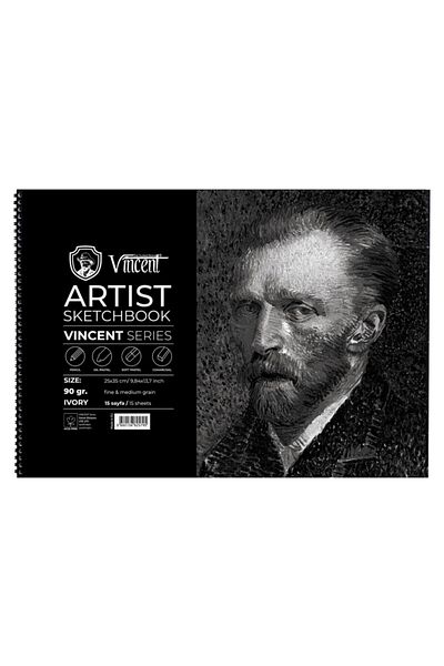 Vincent Vincent Artist Sketchbook - Ivory 90g, 25x35cm, 15 Sheets Sketchbook