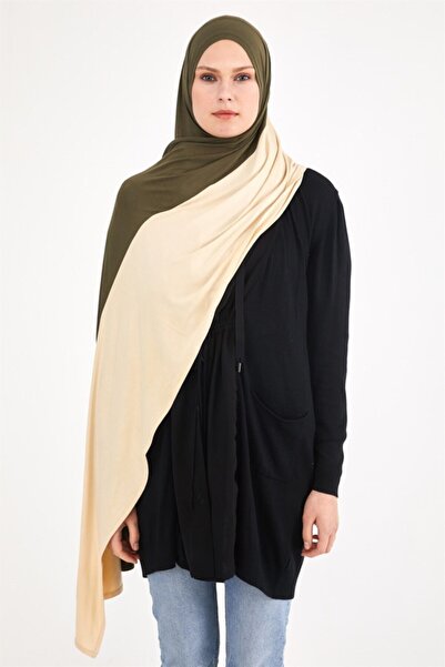 Differenza Two-Color Combed Cotton Shawl Gold Beige\ Khaki